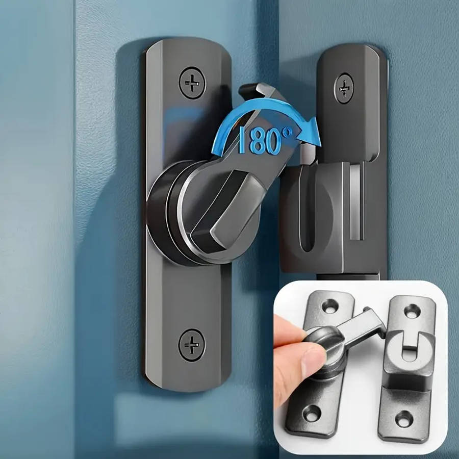 Security Door Lock Handle, Commercial/Residential Anti-Pry Lock with Adjustable Sliding 90°/180