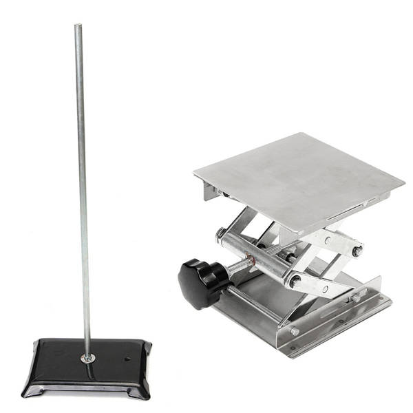 100x100mm Laboratory Lifts Platforms Stand with 60cm Lab Iron Support Stand Flask Clip Set