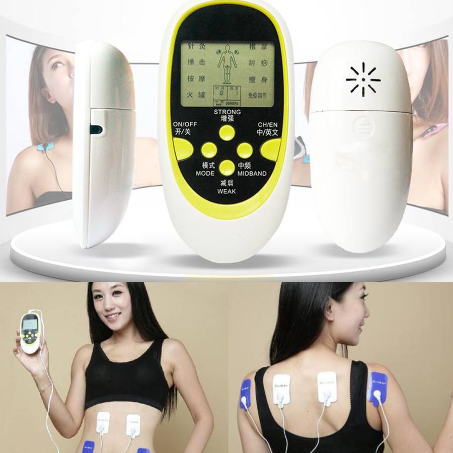 Digital Dual Output  Electric Physiotherapy Acupuncture Tools Massager 8 Electrodes Squishies Squishy Pads