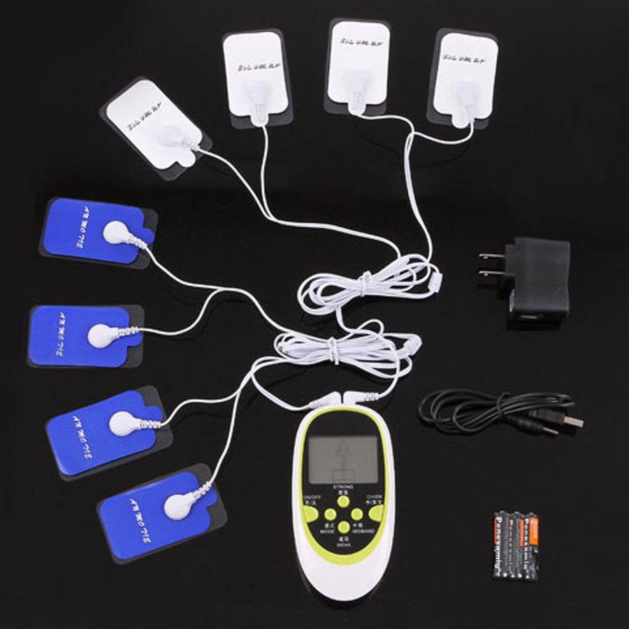 Digital Dual Output  Electric Physiotherapy Acupuncture Tools Massager 8 Electrodes Squishies Squishy Pads