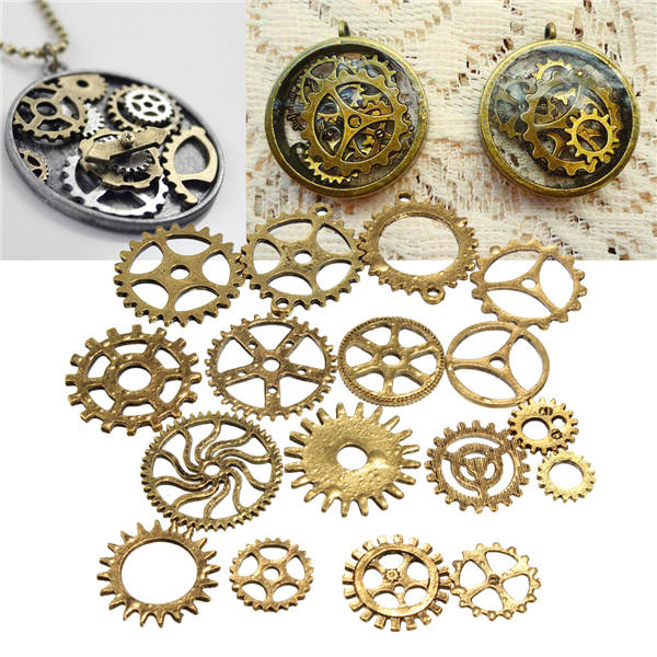 17pcs Steampunk Cyberpunk Cogs Gears Parts DIY Craft Decorations