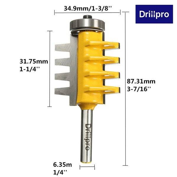 Drillpro 1/4 Inch Shank Router Bit Reversible Joint Cutter