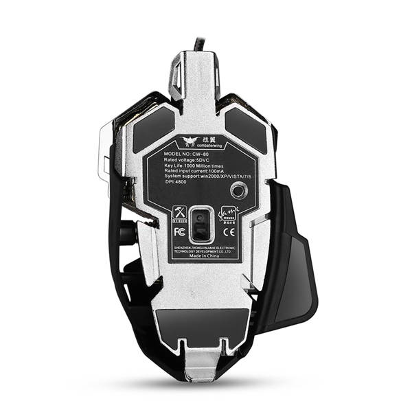 Combaterwing 4800DPI USB Wired Professional Gaming Mouse Programmable 10 Buttons RGB Breathing LED