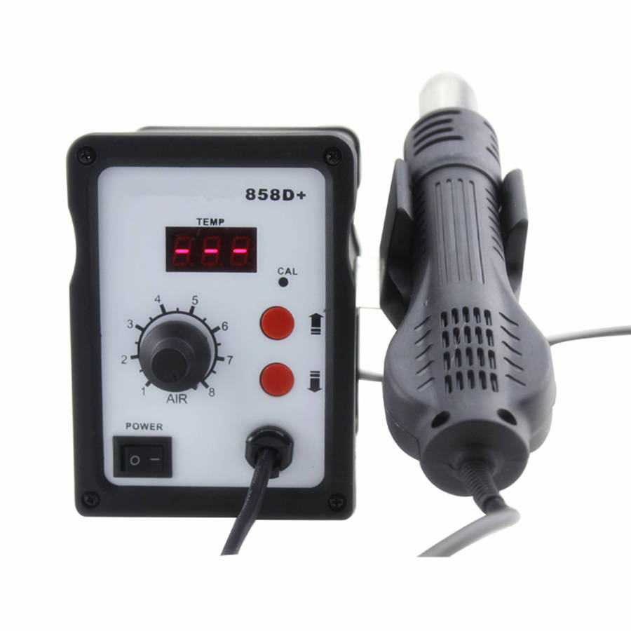 858D+ 220V Hot Air Soldering Rework Station + Handle + Handle Stand+3 Nozzles