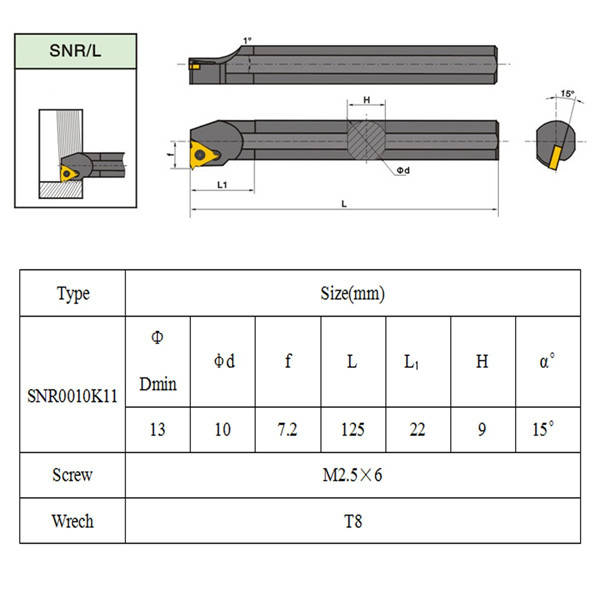 SNR0010K11 Internal Lathe Threading Boring Turning Tool with 10pcs 11IR A60 Inserts