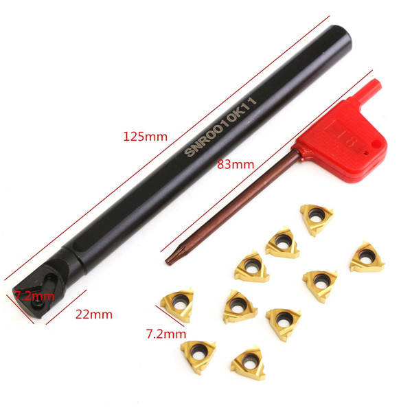 SNR0010K11 Internal Lathe Threading Boring Turning Tool with 10pcs 11IR A60 Inserts