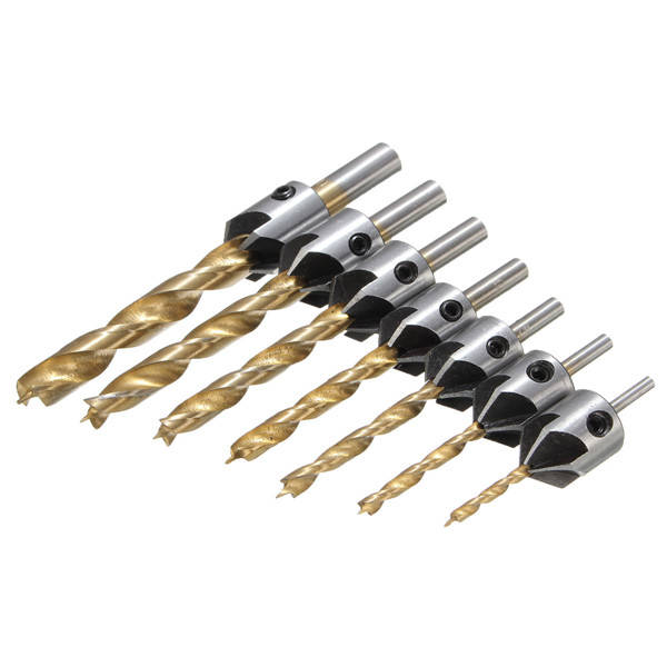 7pcs 3-10mm 5 Flute HSS Countersink Drill Bit