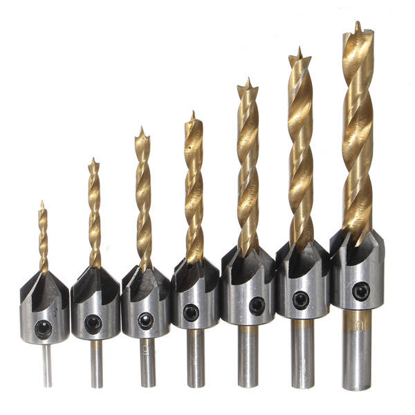 7pcs 3-10mm 5 Flute HSS Countersink Drill Bit