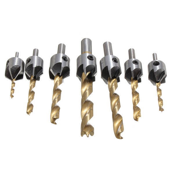 7pcs 3-10mm 5 Flute HSS Countersink Drill Bit