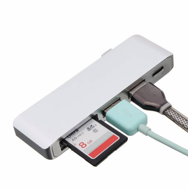 5 In 1 USB 3.1 Type-C To USB 3.0 2 Ports High Speed Hub SD TF Card Reader Support Laptop Charging