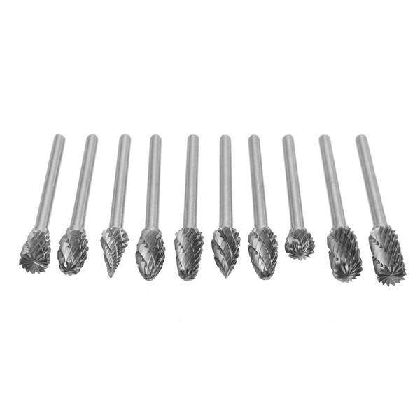 Wolike 10pcs 3mm Shank Tungsten Carbide Burr Rotary File Drill Bits Cutter