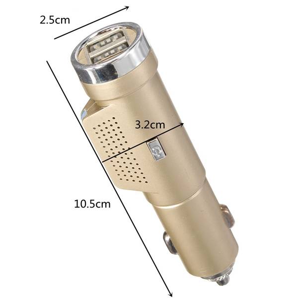Dual USB Car Charger Fresh Oxygen Ozone Air Purifier Cigarette Lighter  2 In 1