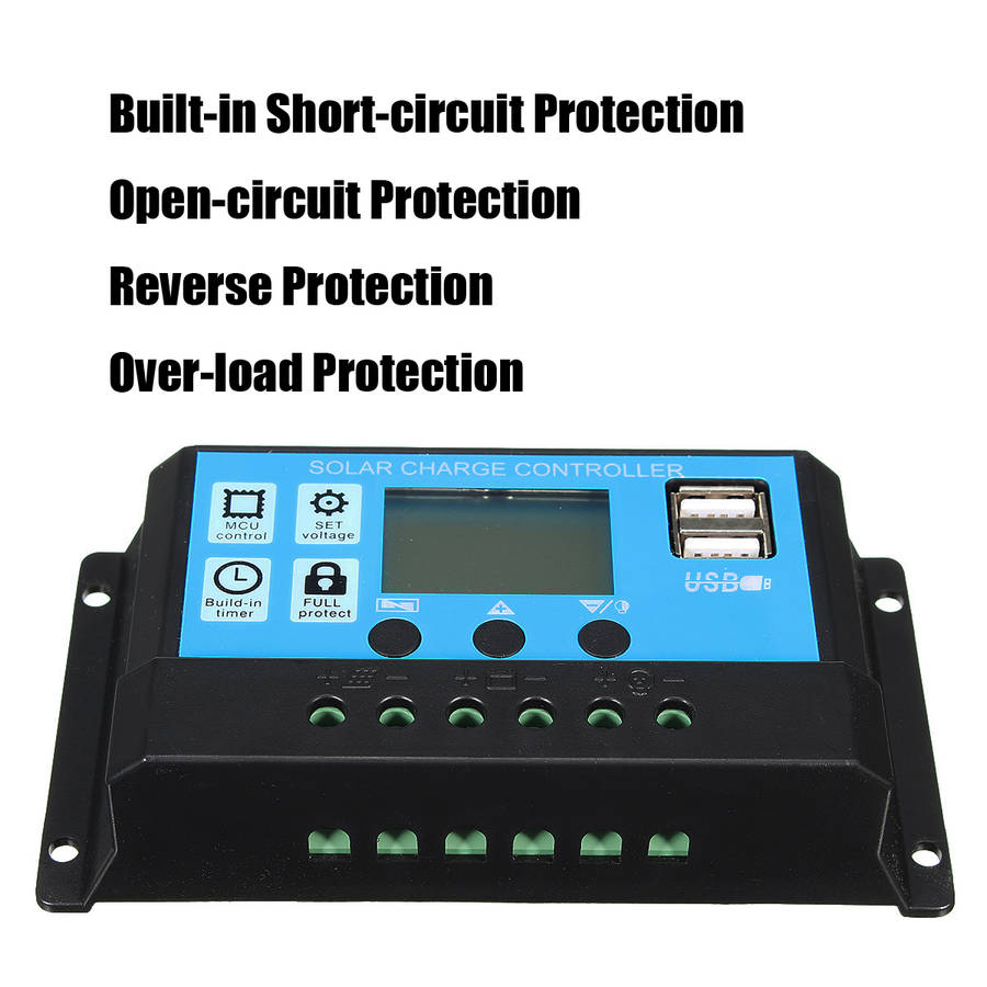 PMW 10/20/30A 12/24V LCD Solar Charge Controller