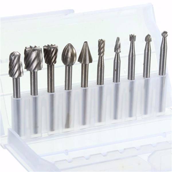 Drillpro RB2 10pcs HSS Router Bits Burr For Dremel and Rotary Engraving Woodworking Tool