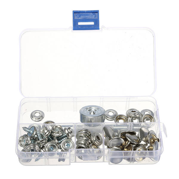 63pcs Stainless Steel Canvas Buckle Quick Snap Fastener Buttons Screws Kits