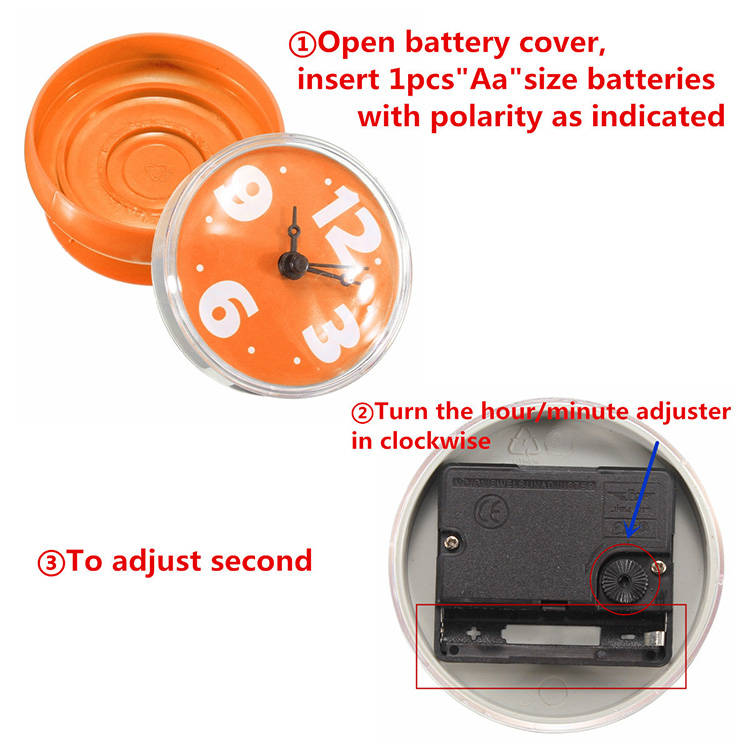 Bathroom Glass Tile Wall Window Mirror Waterproof Clock With Sucker