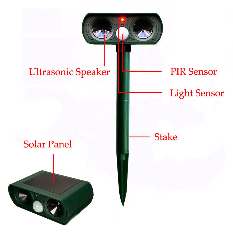 solar ultrasonic animal cat dog repeller