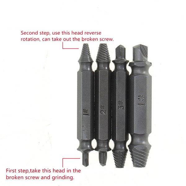 Drillpro 4PCS Double Side Damaged Screw Extractor Out Remover Bolt Stud Tool