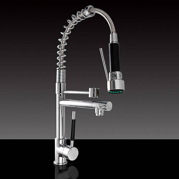Kitchen Sink Mixer Faucet Pull Out Sparyer Tap Single Handle Chrome Brass Brushed Tap