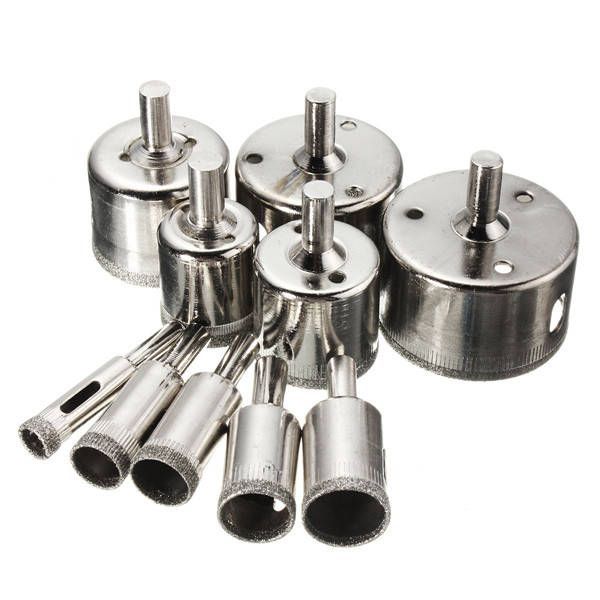 10pcs 10mm-50mm Diamond Hole Saw Drill Bit Set Tile Ceramic Glass Porcelain Marble Hole Saw