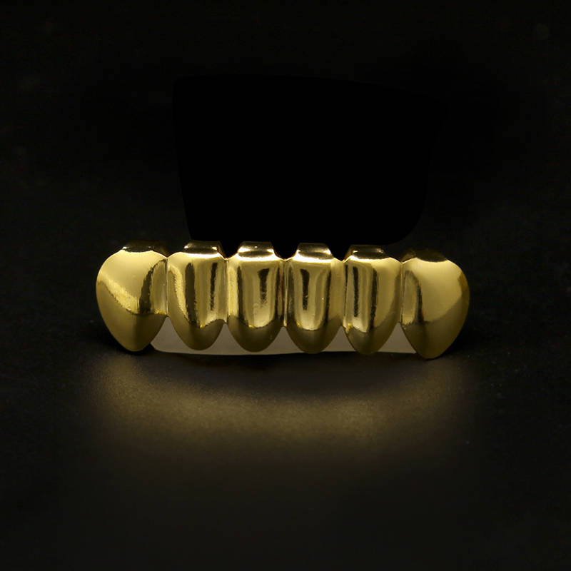Gold Plated Teeth Maple Leaf Top & Bottom Mouth Grillz Caps Set