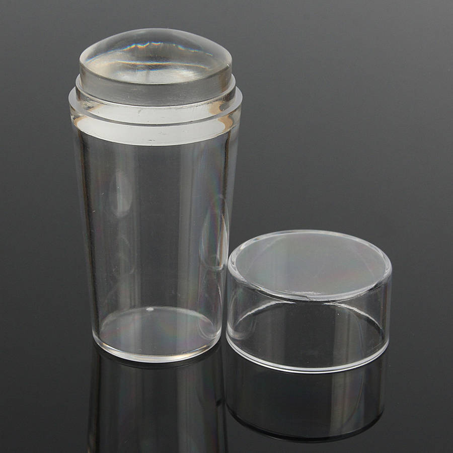Transparent Silicone Nail Art Stamper Stamping Template With Cap Scraper