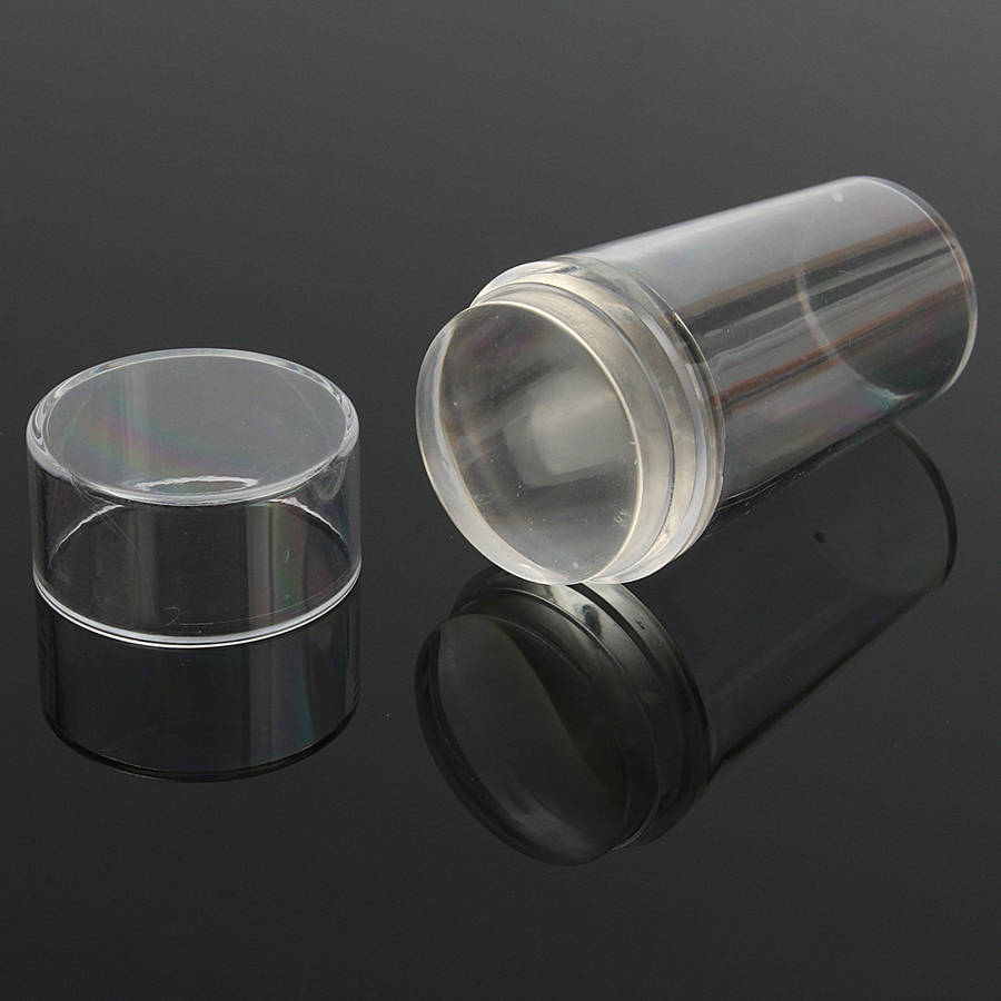 Transparent Silicone Nail Art Stamper Stamping Template With Cap Scraper