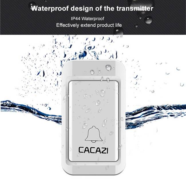 CACAZI Wireless Doorbell No Battery Need Waterproof Doorbell Cordless Remote AC 110V-220V EU US