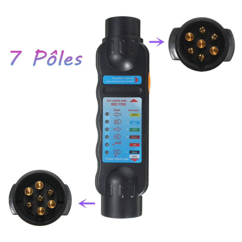 12V 7 Pin Plug Socket Cable Wiring Circuit Tester for Car Trailer Towing Lights