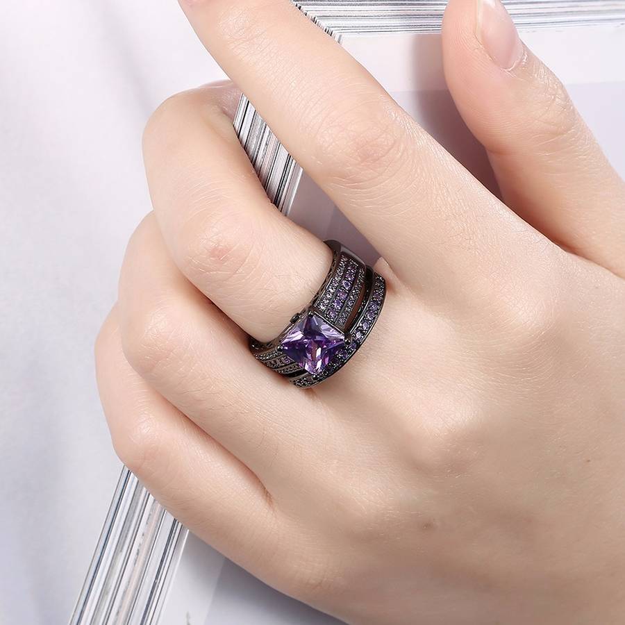 2 Pcs Retro Full Rhinestone Ring Zircon Crystal Women Ring