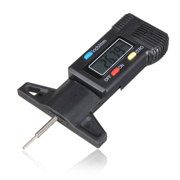 LCD Digital Depth Gauge Tyre Tread Brake Shoe Pad Wear 0-25mm / 1 Inch