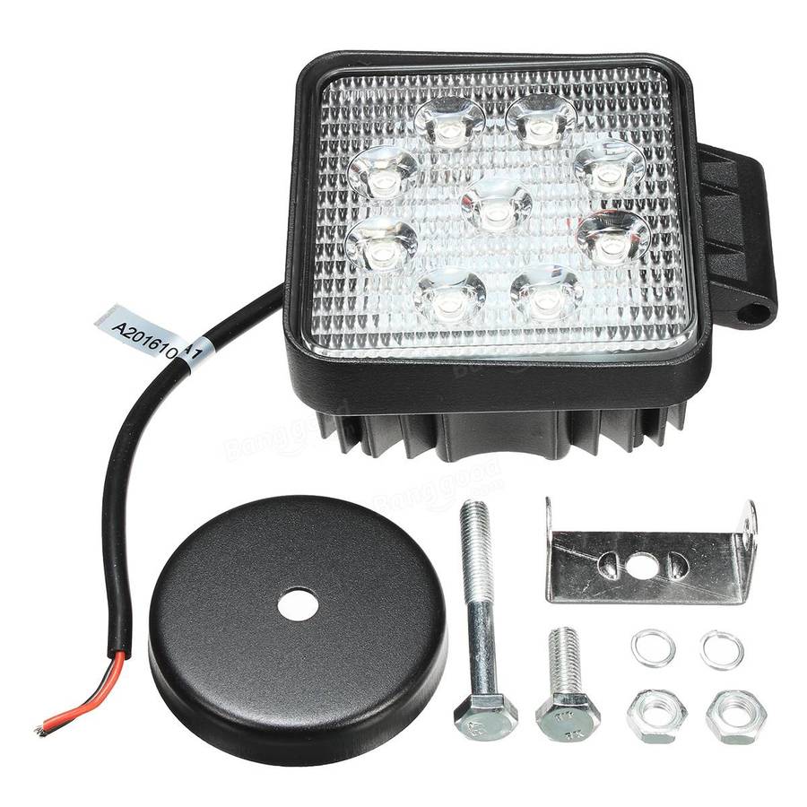 27W 6000K LED Work Light Bar Square Flood Light For 4X4 Off Road UTV Truck Boat