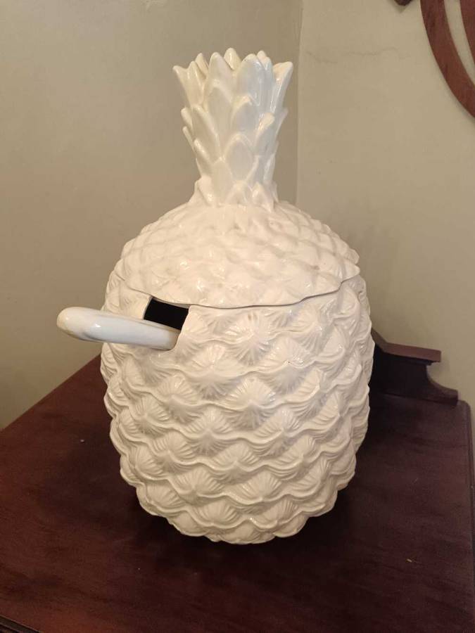 Stunning White Porcelain Pineapple Taureen with Ladle