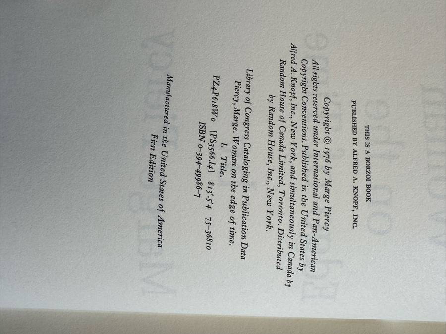 Woman on the Edge of Time by Marge Piercy First Edition