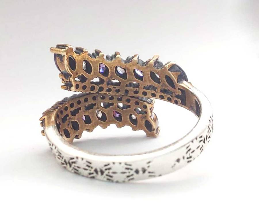 Authentic Turkish Ring with Amethysts and Topaz