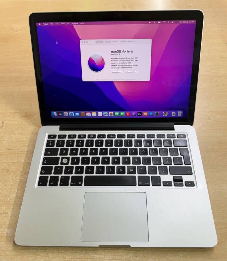 MacBook Pro Retina 13-inch early 2015, i5 CPU, 8GB Ram, 480GB SSD, Montery macOS Pre-Owned