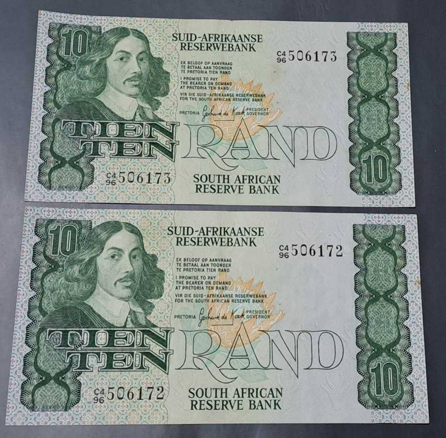Consecutive pair 1981 Tien Rand GPC de Kock. Second issue