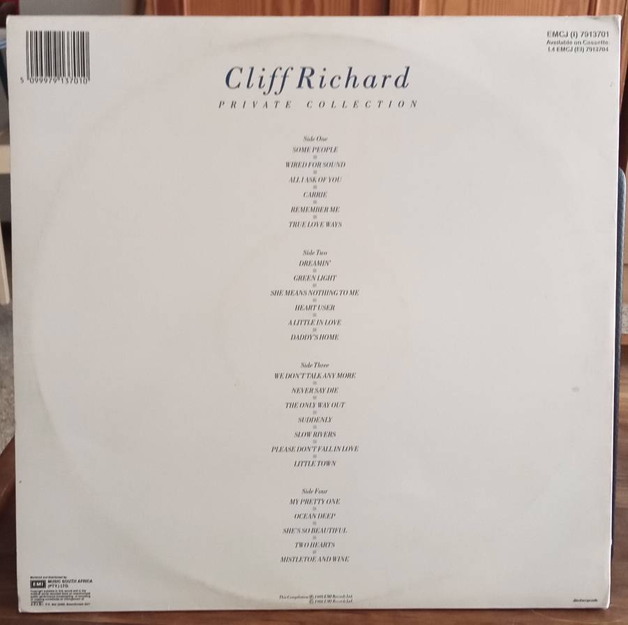 CLIFF RICHARD - PRIVATE COLLECTION LP VINYL RECORD - DOUBLE ALBUM