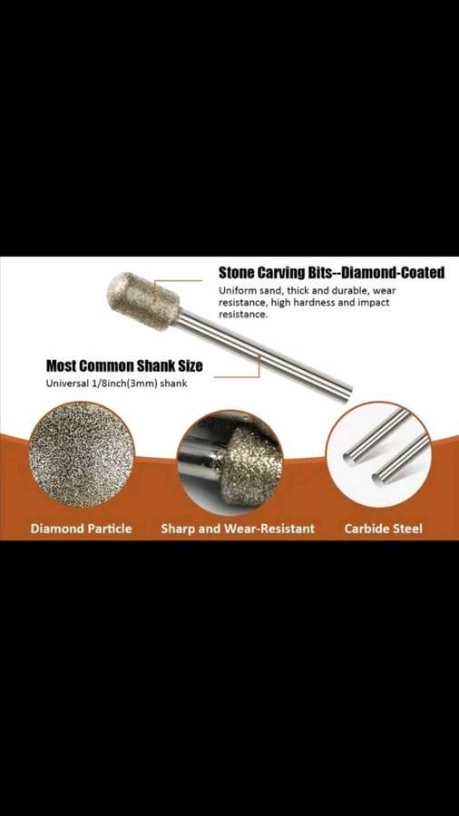 50pcs DiamondGrinding Head Grinding Burrs Lapidary Set for Dremel Rotary Tool. Many uses.