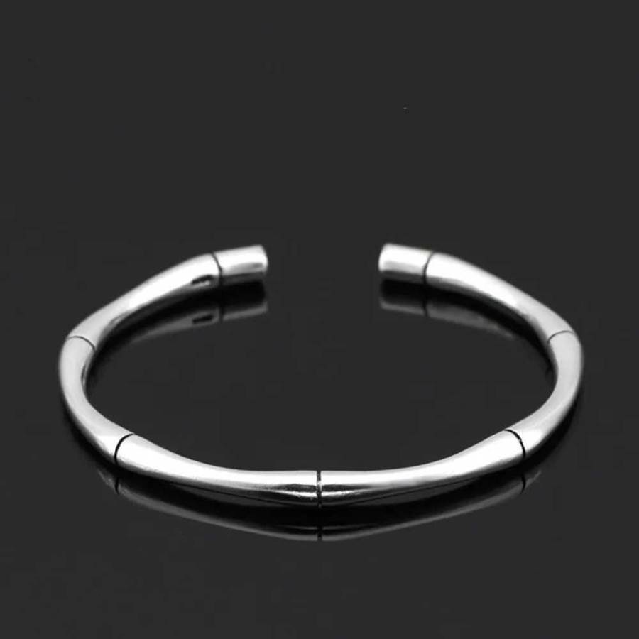 925 Silver Bamboo Open Cuff Bangle