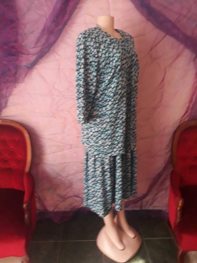 VINTAGE 1980'S DRESS WITH MATCHING JACKET WITH TWO POCKETS  - SIZE 20/44/4XL - GOOD VINTAGE COND