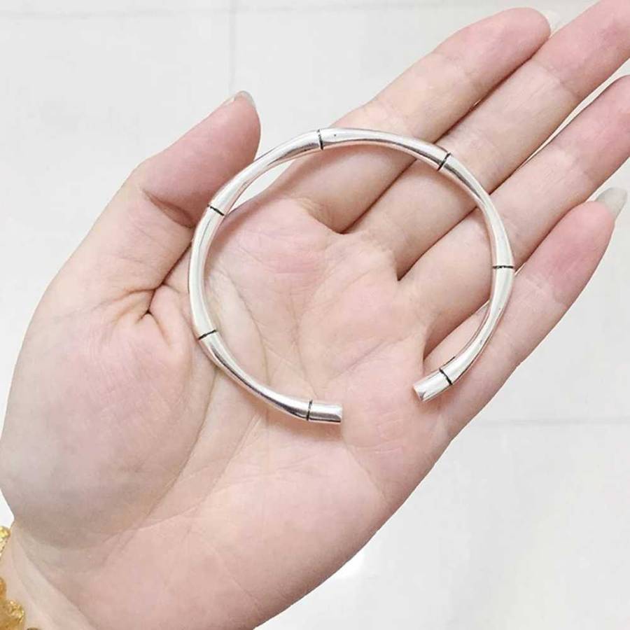 925 Silver Bamboo Open Cuff Bangle