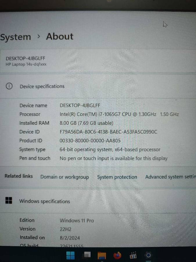 HP Notebook 14s 512SSD, 8GB RAM, Windows 11 Pro LAPTOP