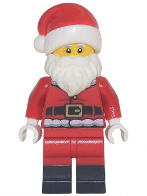 Lego NEW- Santa - Red Fur Lined Jacket with Button and Plain Back Red Legs wit