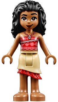 Lego NEW- Moana - Mini Doll Coral Strapless Top Tan Layered Skirt with Red Ruf