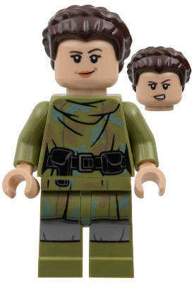 Lego NEW- Princess Leia - Olive Green Endor Outfit Hair