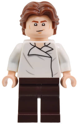 Lego (N) ~ Han Solo - White Shirt with Wrinkles on Front and Back Dark Brown Le~