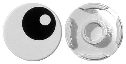 Lego (N) ~ Tile Round 2 x 2 with Bottom Stud Holder with Black Eye with Pupil Pattern ~ [White]