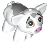 Lego NEW - Pig Moana with Black Eyebrows Reddish Brown Eyes Looking Up Bright PinkNose an~ [White]