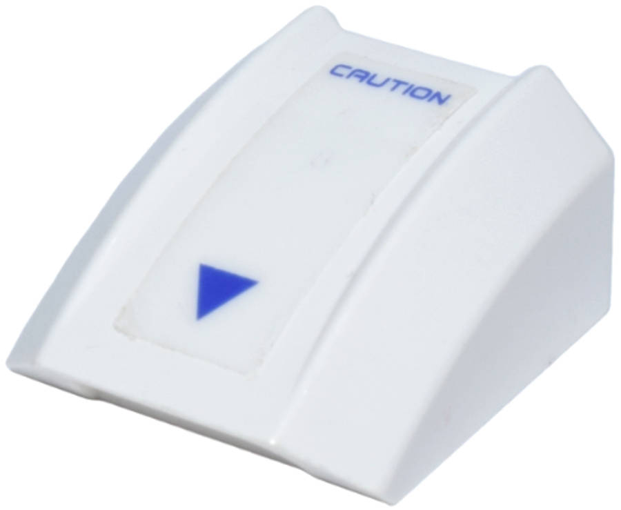 Lego (U) ~ Slope Curved 2 x 2 Lip with Blue 'CAUTION' and Triangle Pattern (Sticker) - Se ~ [White]